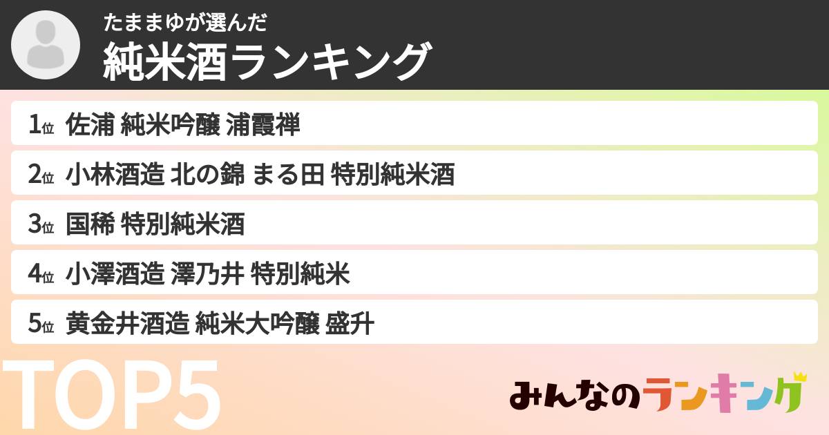 たままゆさんの「純米酒ランキング」