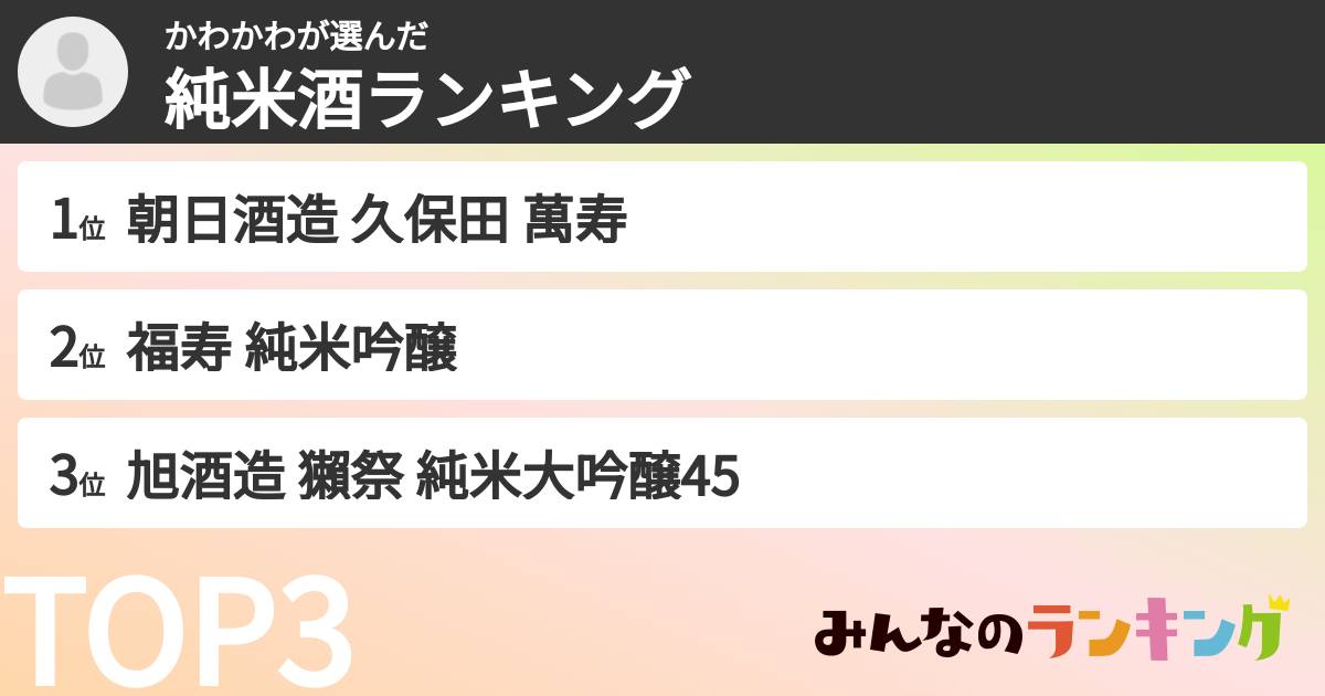 かわかわさんの「純米酒ランキング」