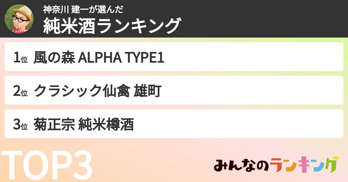神奈川 建一さんの「純米酒ランキング」