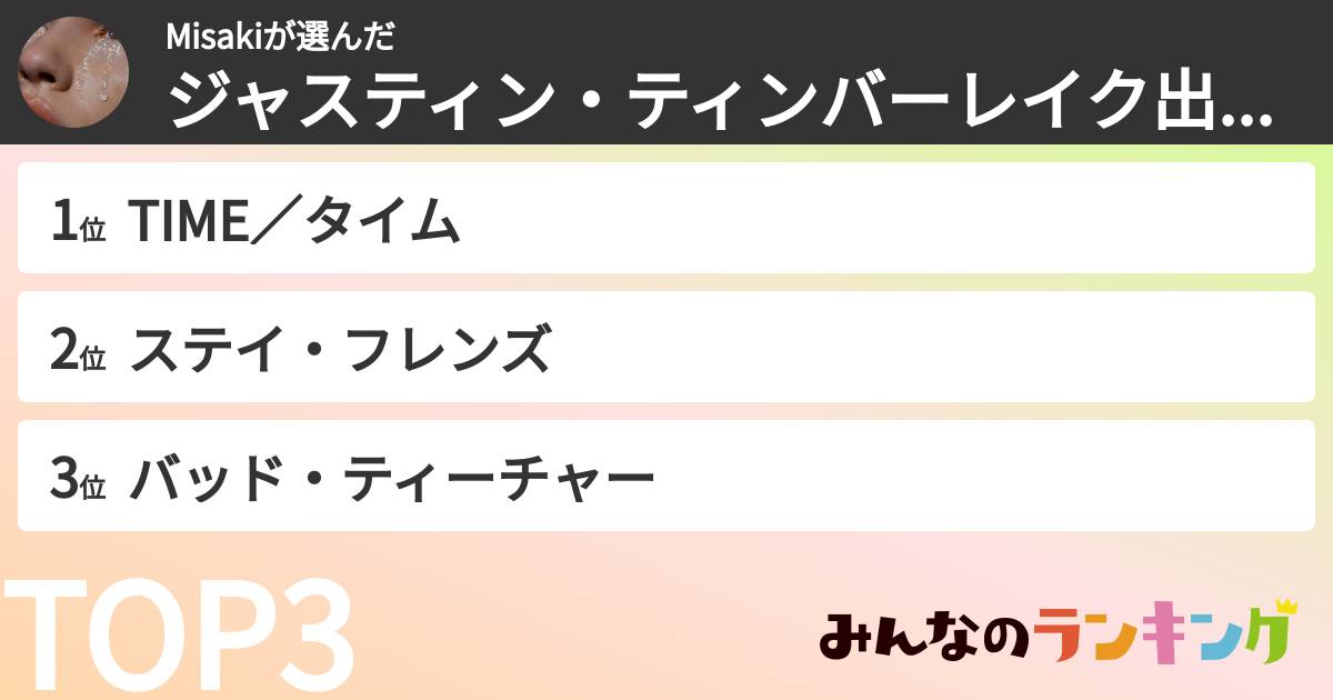 Misakiさんの「ジャスティン・ティンバーレイク出演映画ランキング」