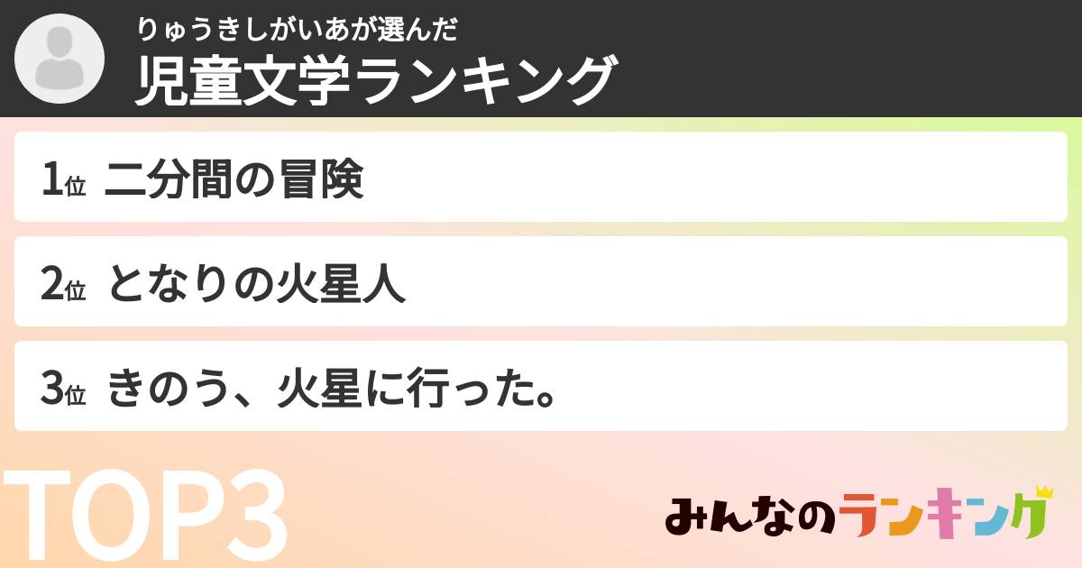 りゅうきしがいあさんの「児童文学ランキング」