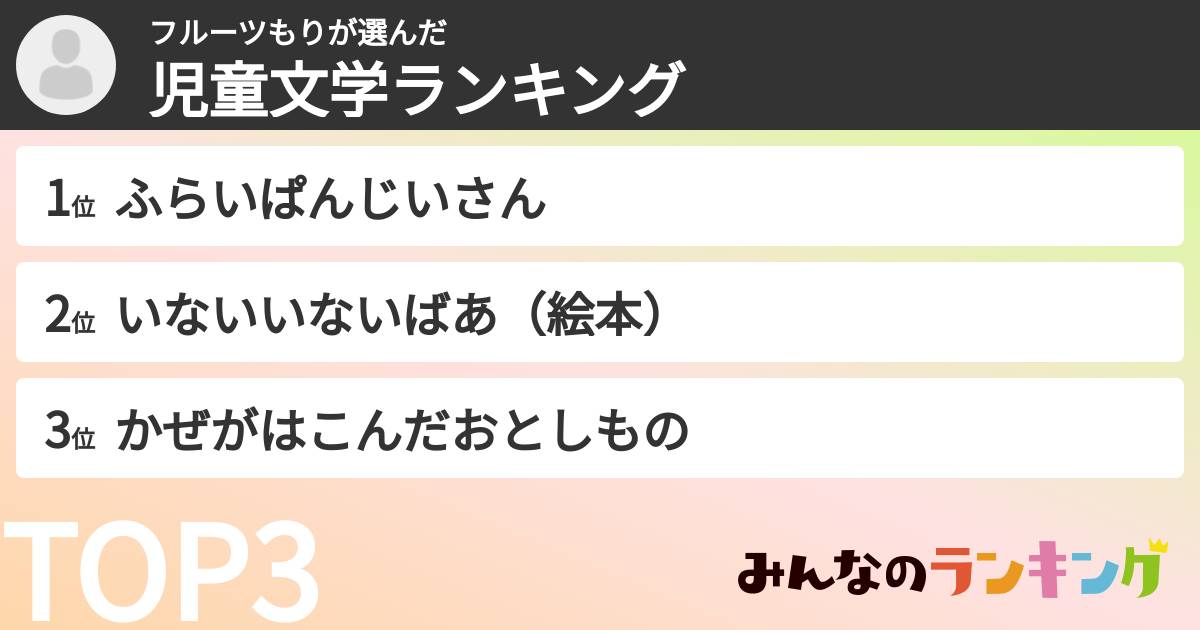 フルーツもりさんの「児童文学ランキング」