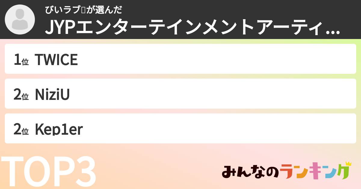びいラブ💗さんの「JYPエンターテインメントアーティストランキング」