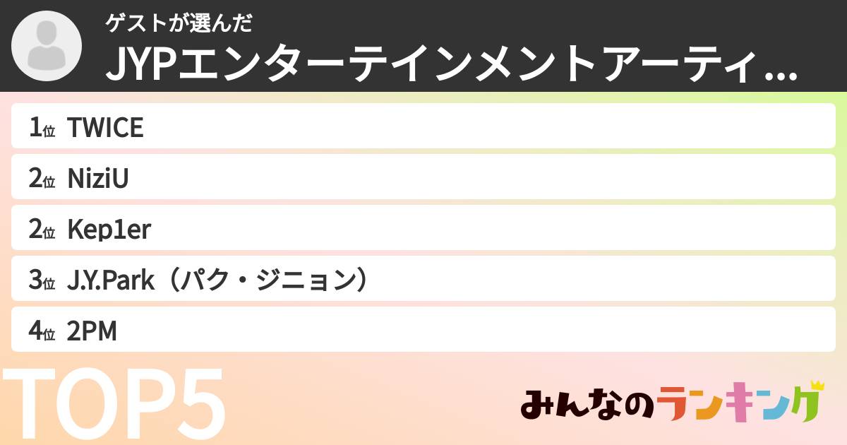 ゲストさんの「JYPエンターテインメントアーティストランキング」