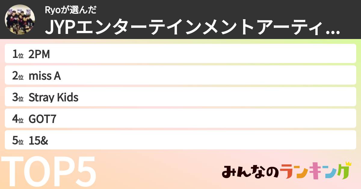 Ryoさんの「JYPエンターテインメントアーティストランキング」