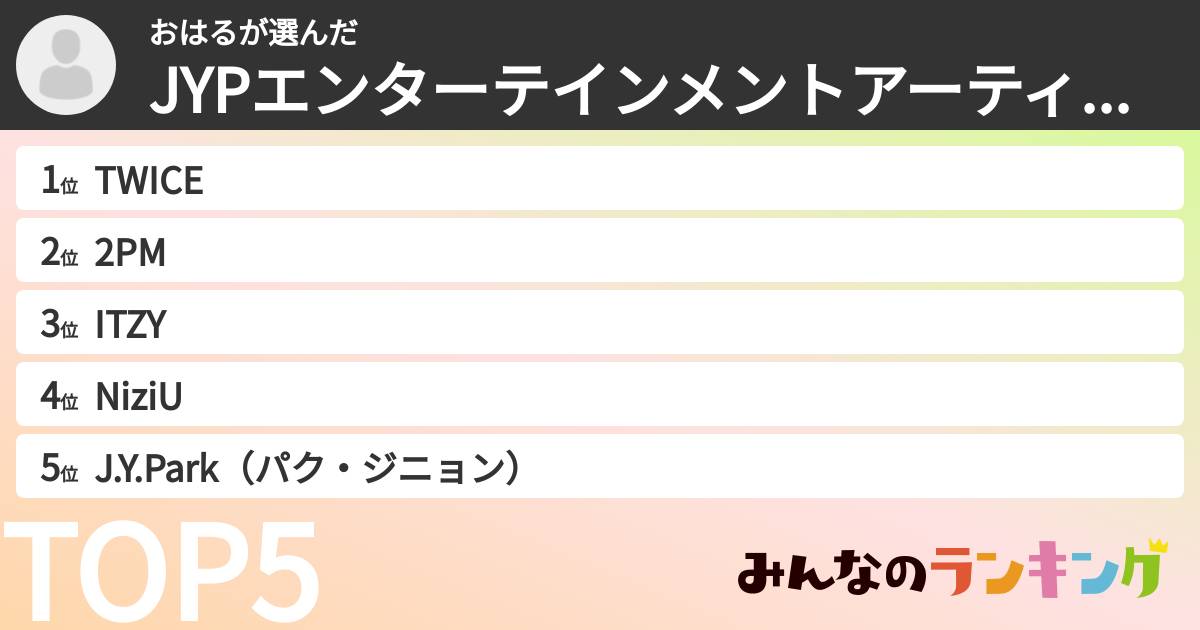 おはるさんの「JYPエンターテインメントアーティストランキング」