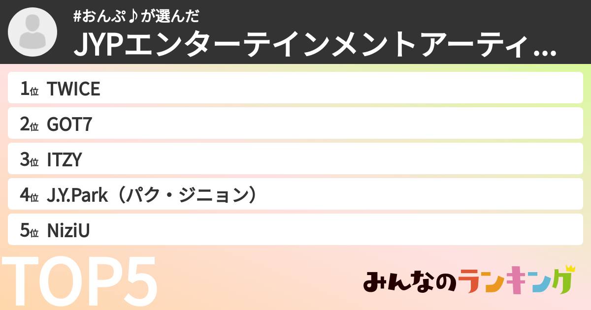 #おんぷ♪さんの「JYPエンターテインメントアーティストランキング」