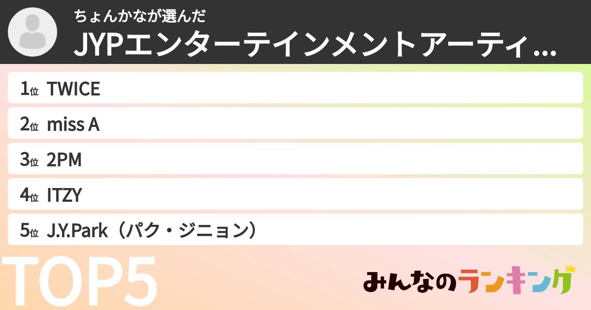 ちょんかなさんの「JYPエンターテインメントアーティストランキング」