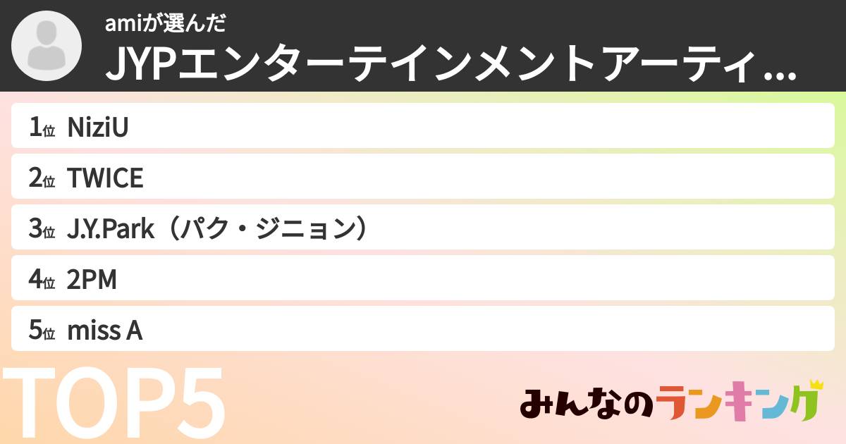 amiさんの「JYPエンターテインメントアーティストランキング」