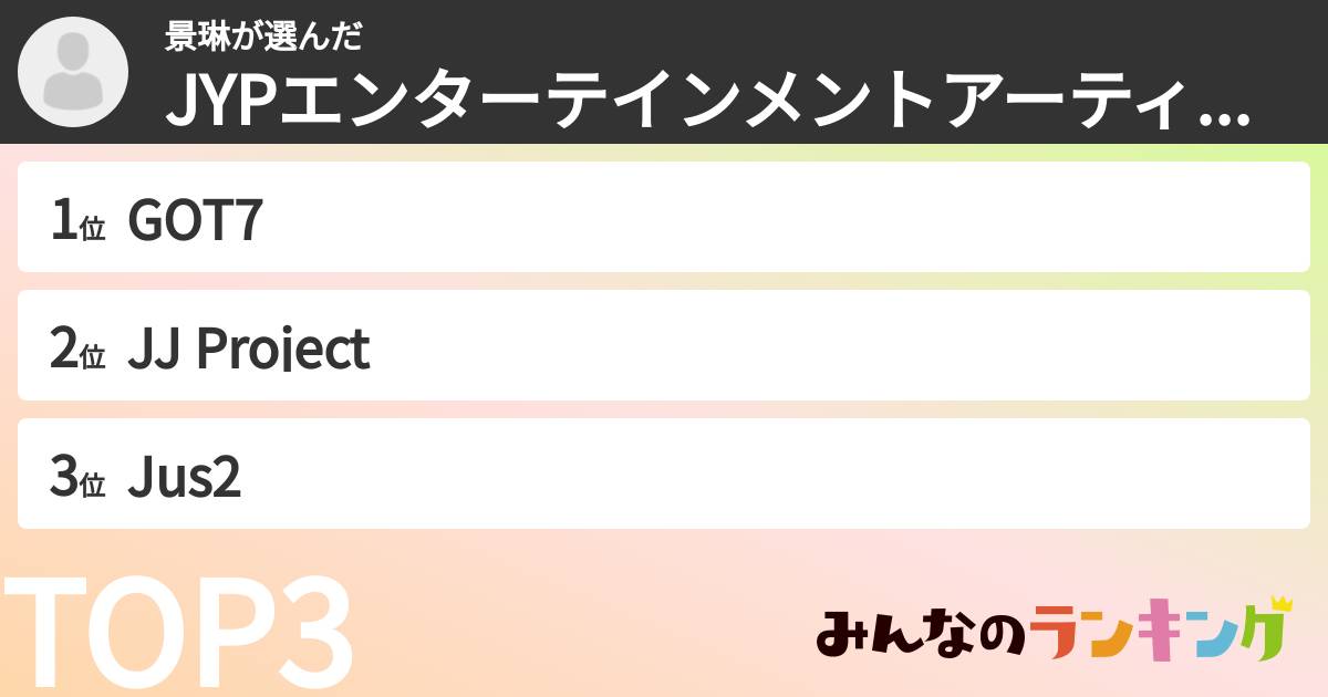 景琳さんの「JYPエンターテインメントアーティストランキング」