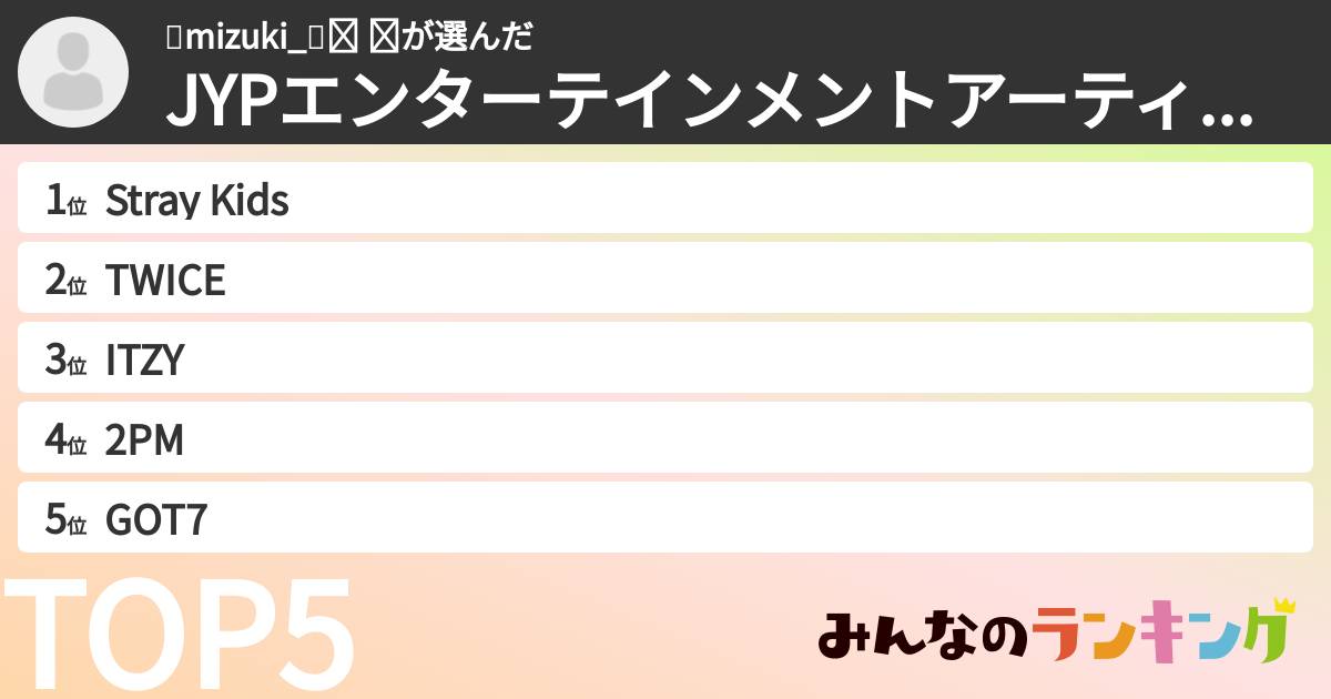 🐰mizuki_🐰미 즈さんの「JYPエンターテインメントアーティストランキング」