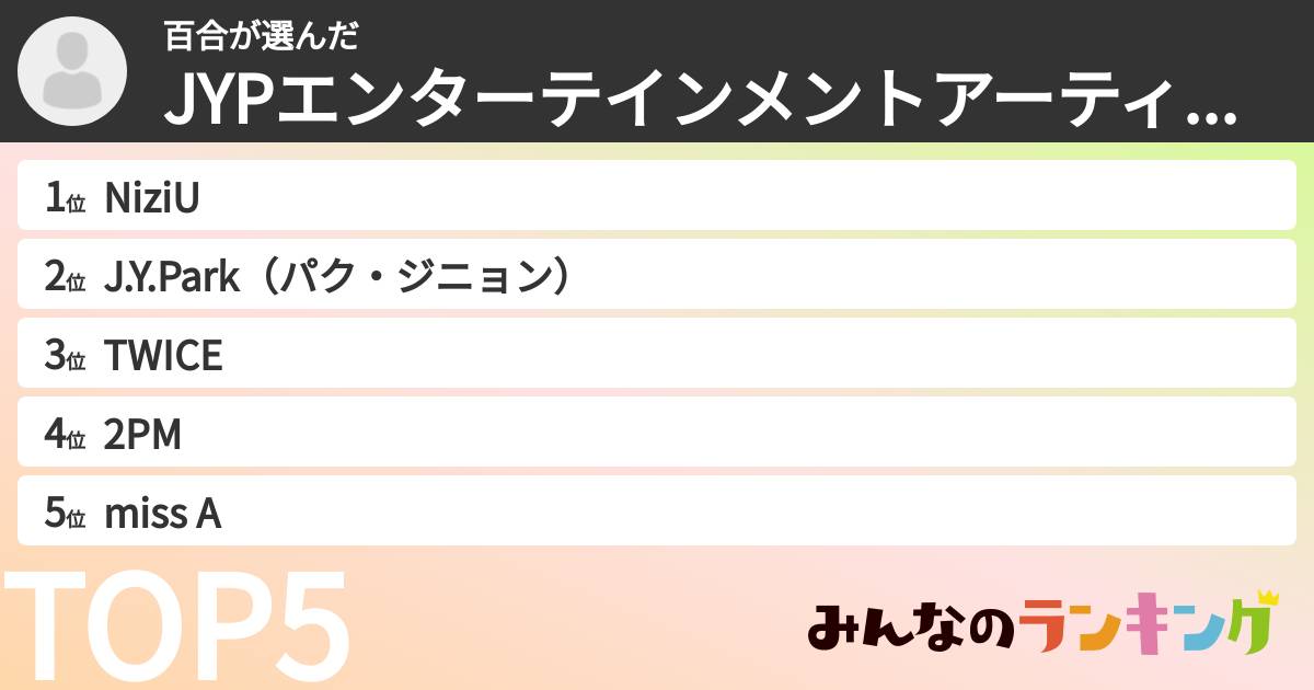 百合さんの「JYPエンターテインメントアーティストランキング」