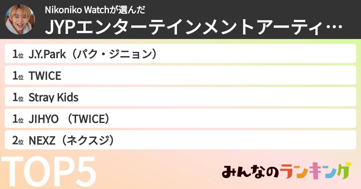 Nikoniko Watchさんの「JYPエンターテインメントアーティストランキング」