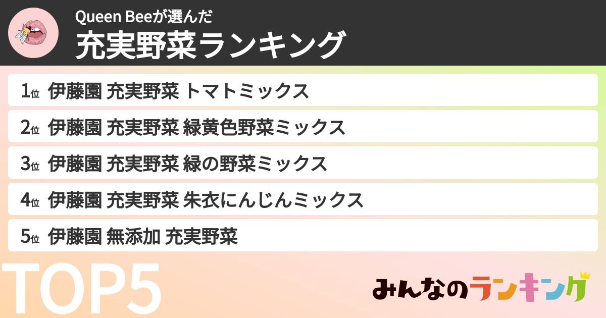 Queen Beeさんの「充実野菜ランキング」