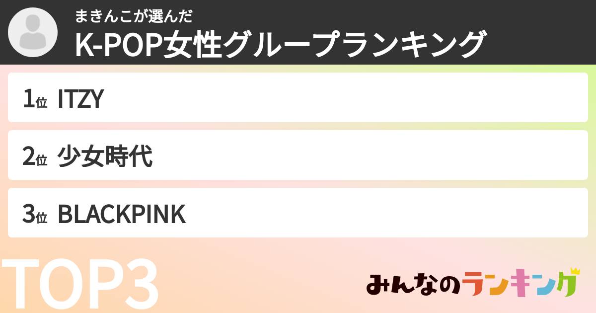 まきんこさんの「K-POP女性グループランキング」