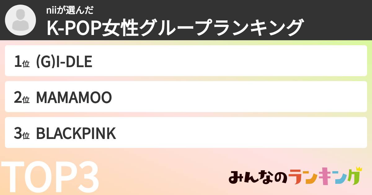 niiさんの「K-POP女性グループランキング」