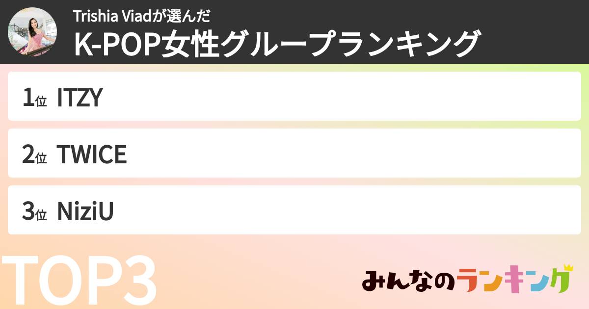 Trishia Viadさんの「K-POP女性グループランキング」