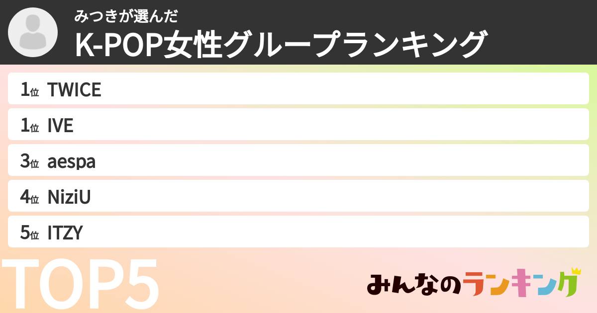 みつきさんの「K-POP女性グループランキング」