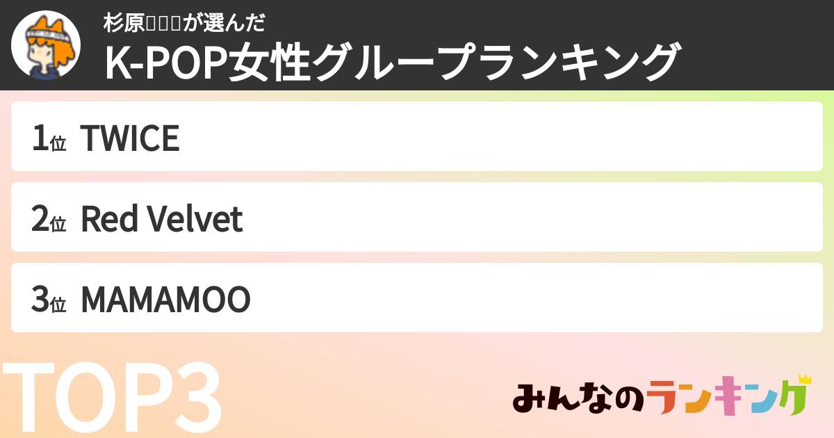 杉原🍀🍰✌さんの「K-POP女性グループランキング」