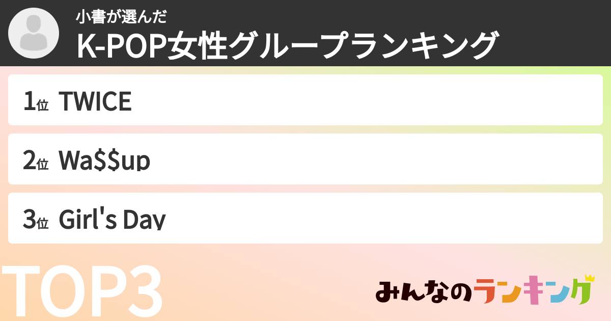 小書さんの「K-POP女性グループランキング」