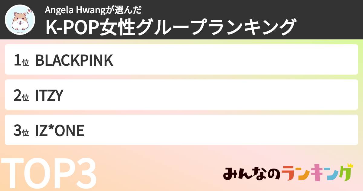 Angela Hwangさんの「K-POP女性グループランキング」