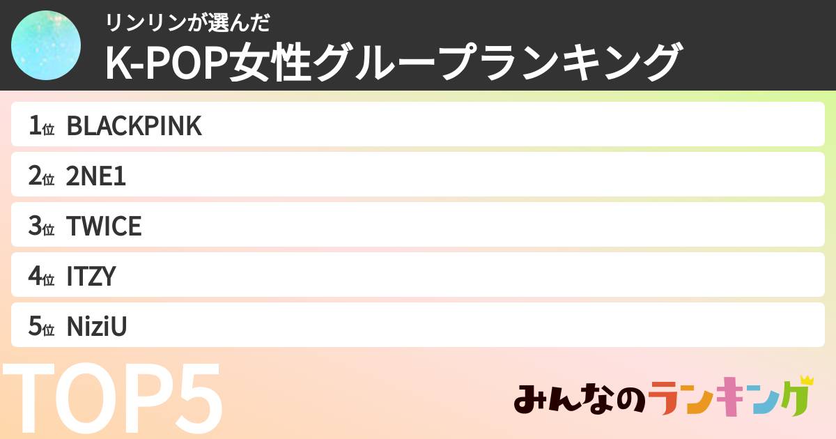 リンリンさんの「K-POP女性グループランキング」