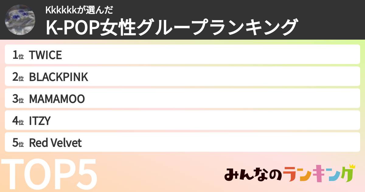 Kkkkkkさんの「K-POP女性グループランキング」