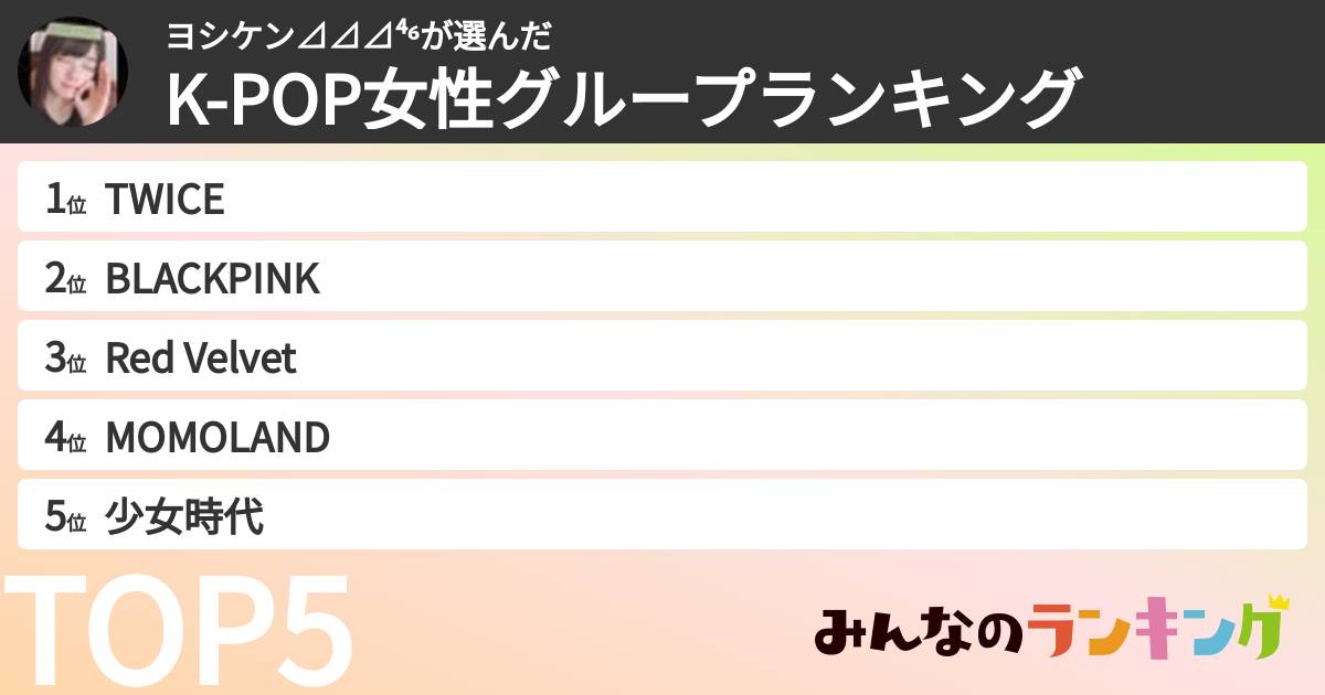 ヨシケン⊿⊿⊿⁴⁶さんの「K-POP女性グループランキング」