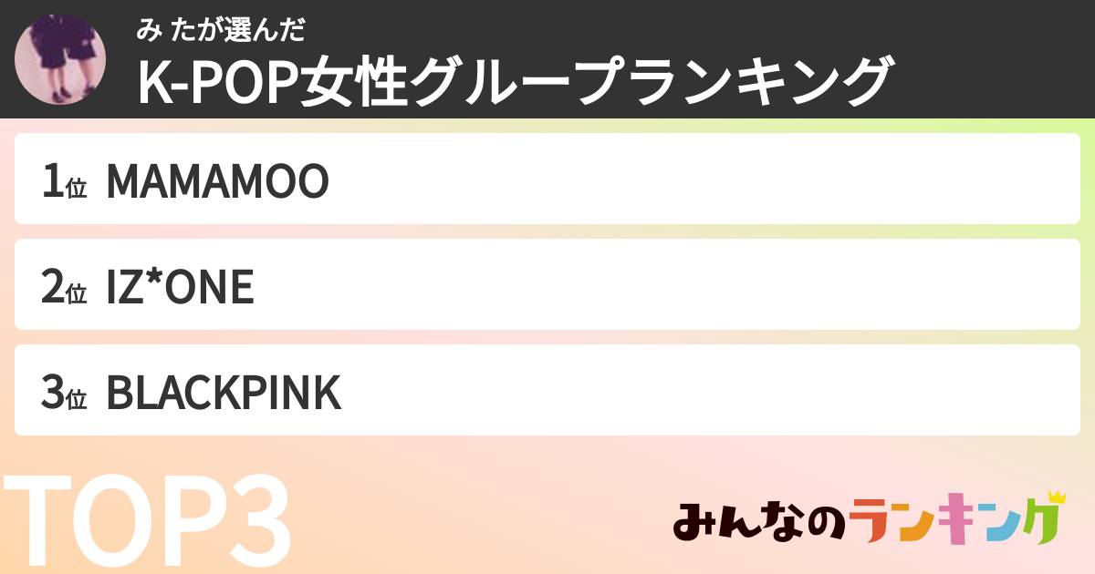 み たさんの「K-POP女性グループランキング」