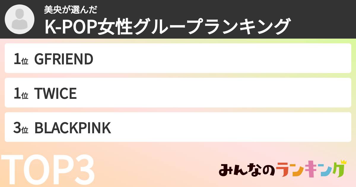美央さんの「K-POP女性グループランキング」