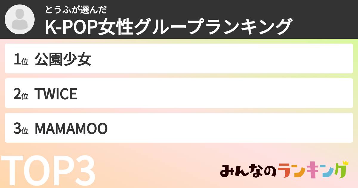 とうふさんの「K-POP女性グループランキング」