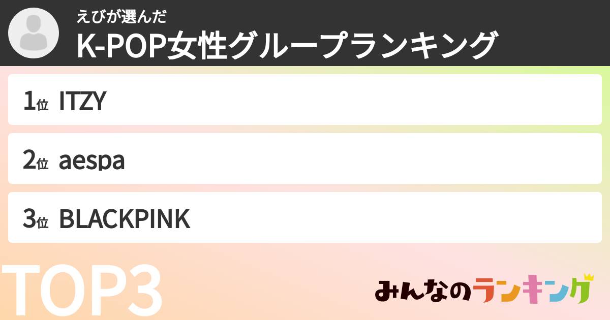 えびさんの「K-POP女性グループランキング」