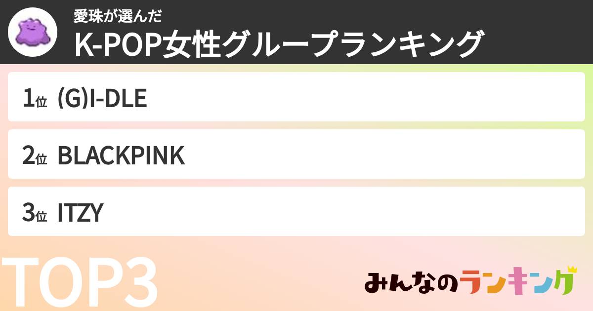 愛珠さんの「K-POP女性グループランキング」