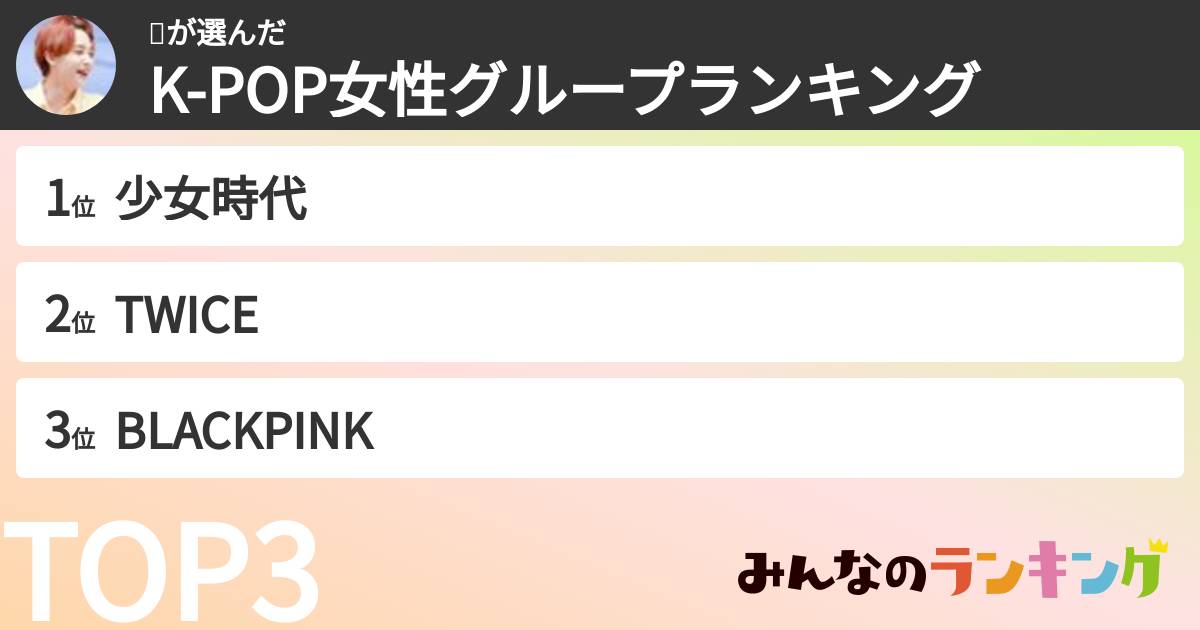 리さんの「K-POP女性グループランキング」