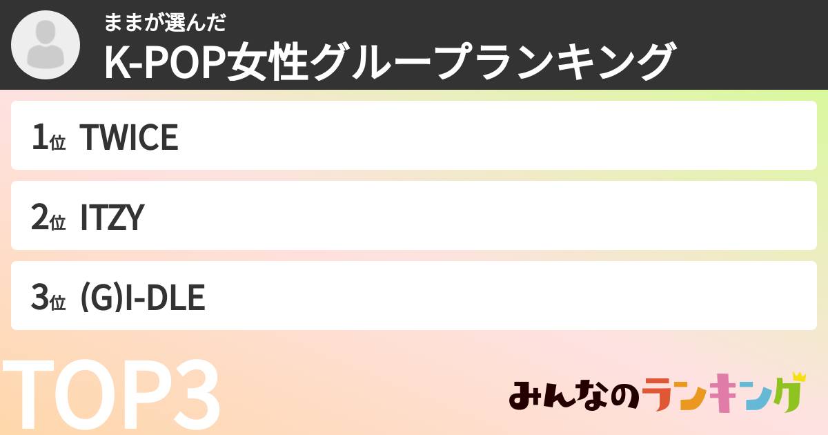 ままさんの「K-POP女性グループランキング」