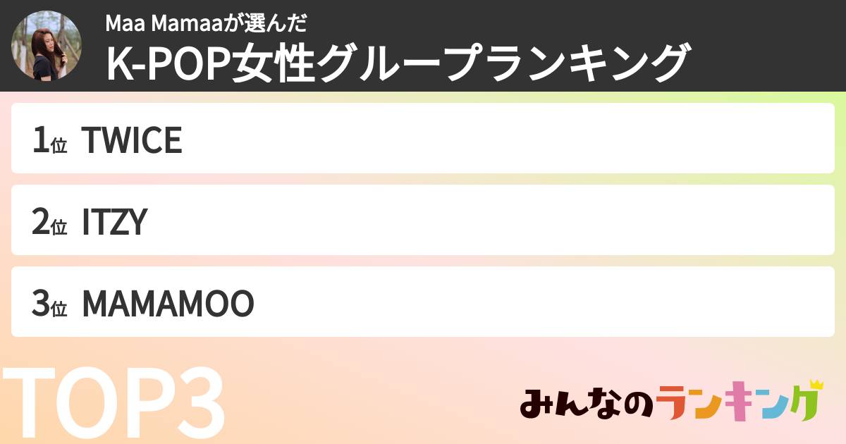 Maa Mamaaさんの「K-POP女性グループランキング」