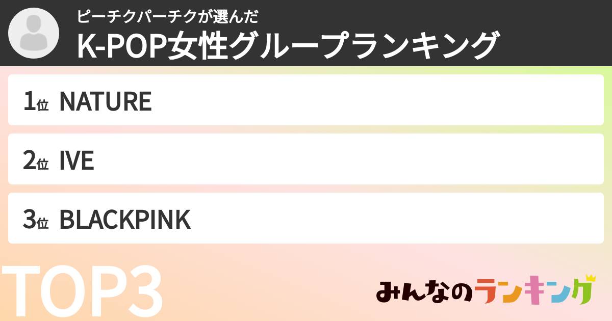ピーチクパーチクさんの「K-POP女性グループランキング」