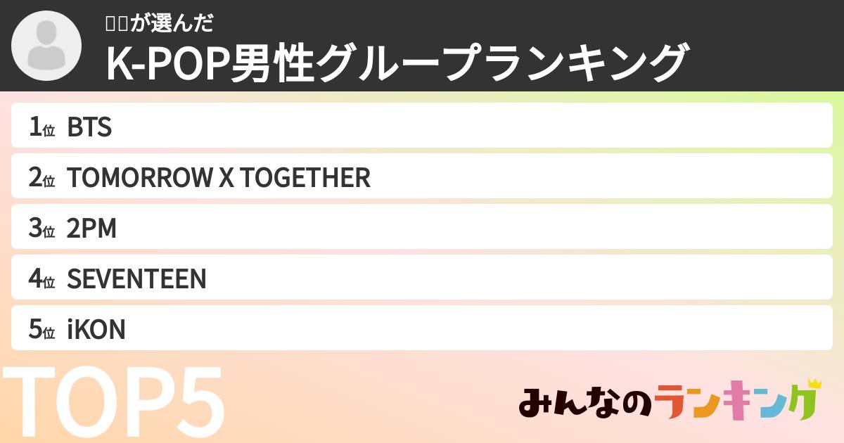 지나さんの「K-POP男性グループランキング」