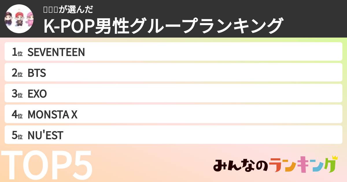 에미시さんの「K-POP男性グループランキング」