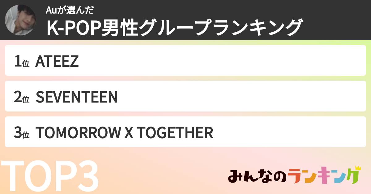 Auさんの「K-POP男性グループランキング」