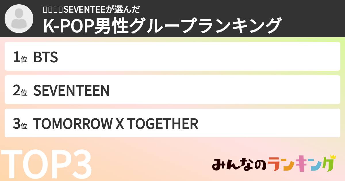 노조미💟SEVENTEEさんの「K-POP男性グループランキング」