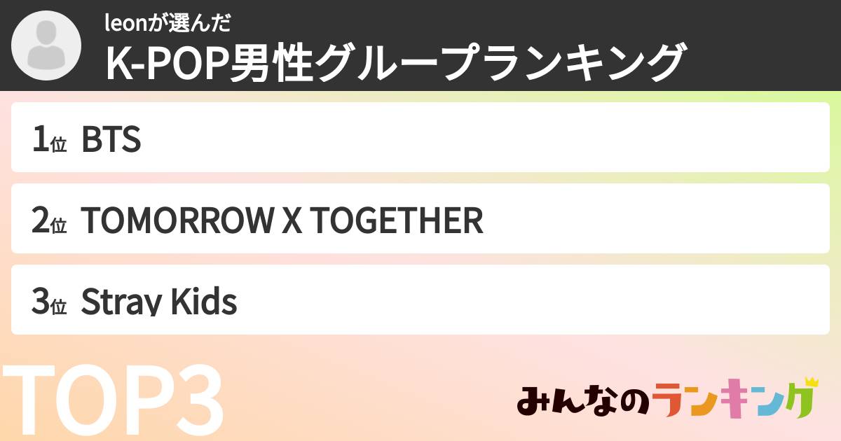 leonさんの「K-POP男性グループランキング」
