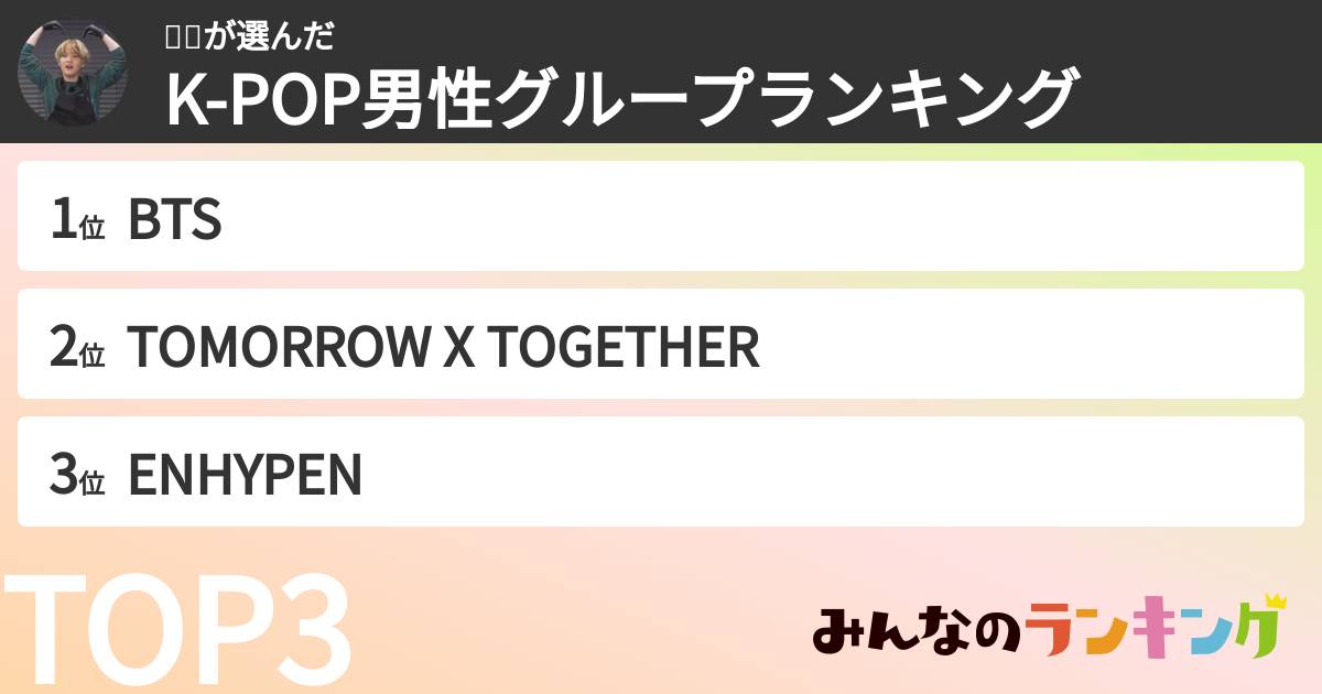 윤유さんの「K-POP男性グループランキング」