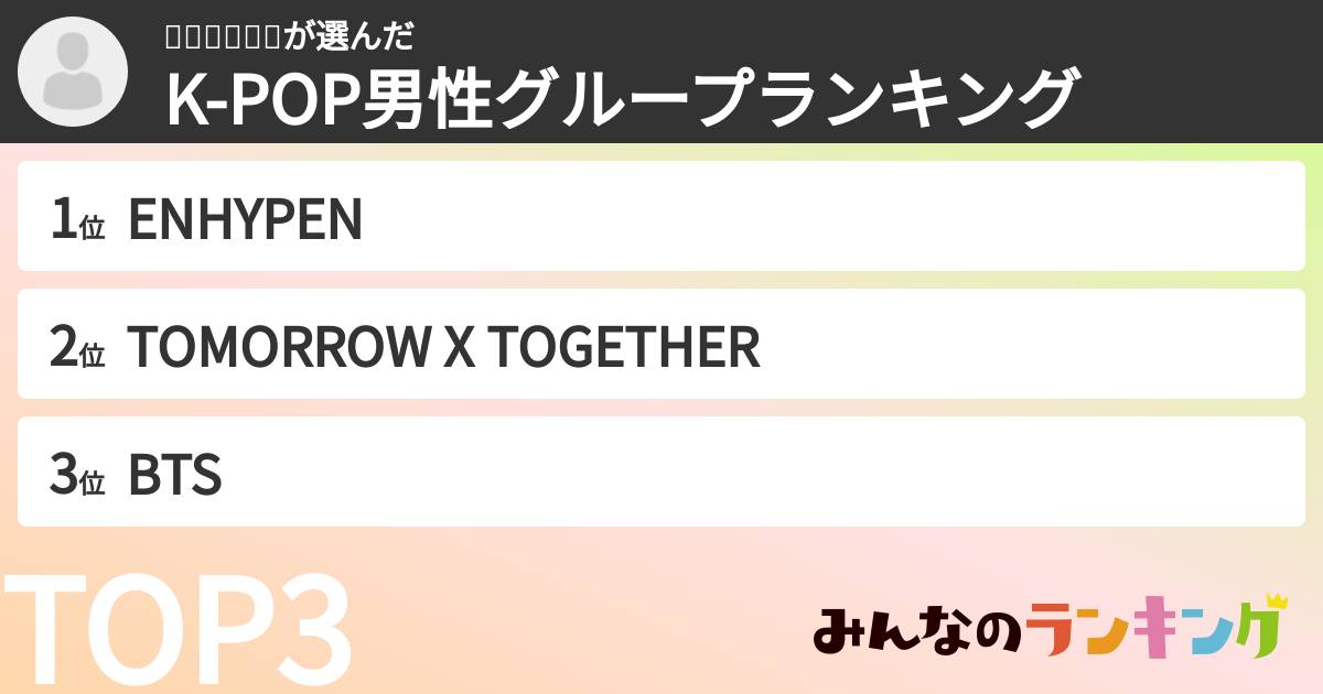🇰🇷지영🇰🇷さんの「K-POP男性グループランキング」