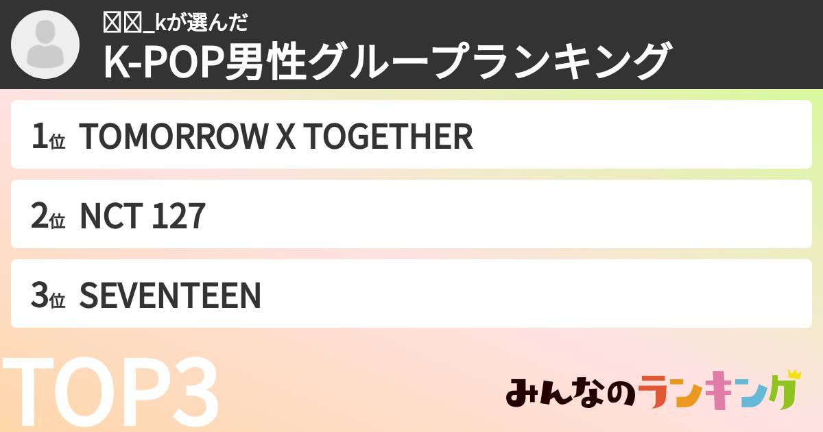 주원_kさんの「K-POP男性グループランキング」