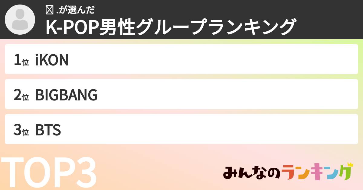 하 .さんの「K-POP男性グループランキング」