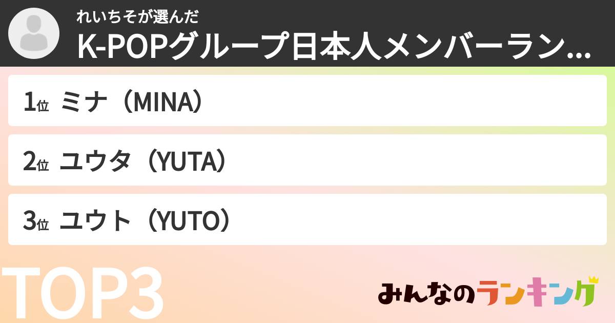れいちそさんの「K-POPグループ日本人メンバーランキング」