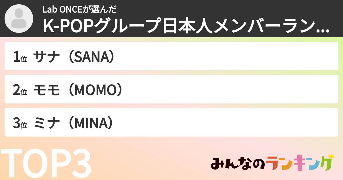Lab ONCEさんの「K-POPグループ日本人メンバーランキング」