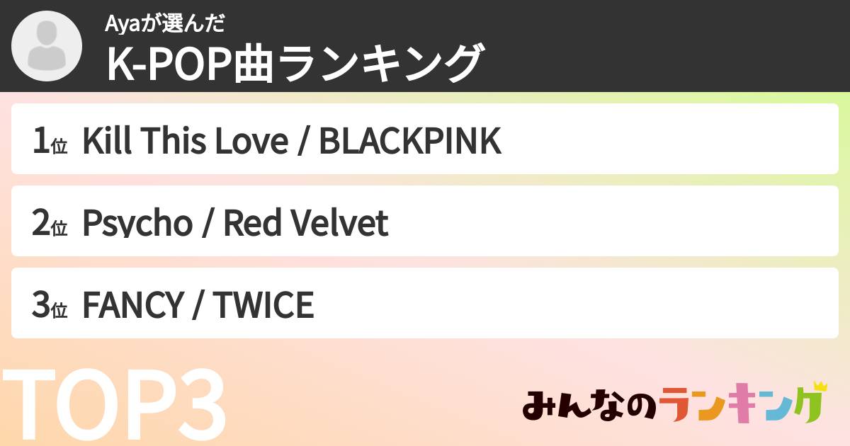 Ayaさんの「K-POP曲ランキング」