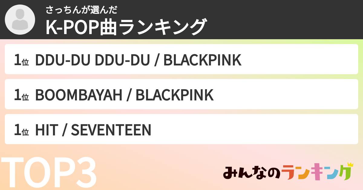 さっちんさんの「K-POP曲ランキング」